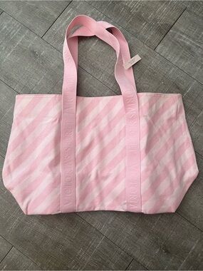 Victoria's Secret Pink Diagonal Stripe Tote